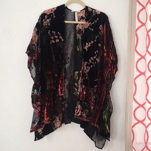 Anthropologie Kimono with Velvet Detail